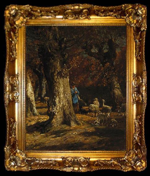 framed  Charles Jacque The Old Forest, ta009-2